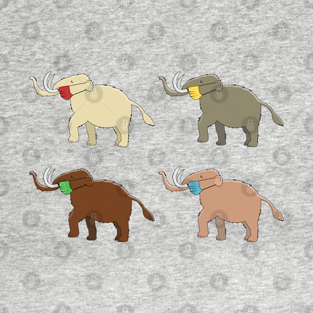 Herd Immunity Maskodons - Funny Cartoon Woolly Mammoths wearing masks by MorvernDesigns